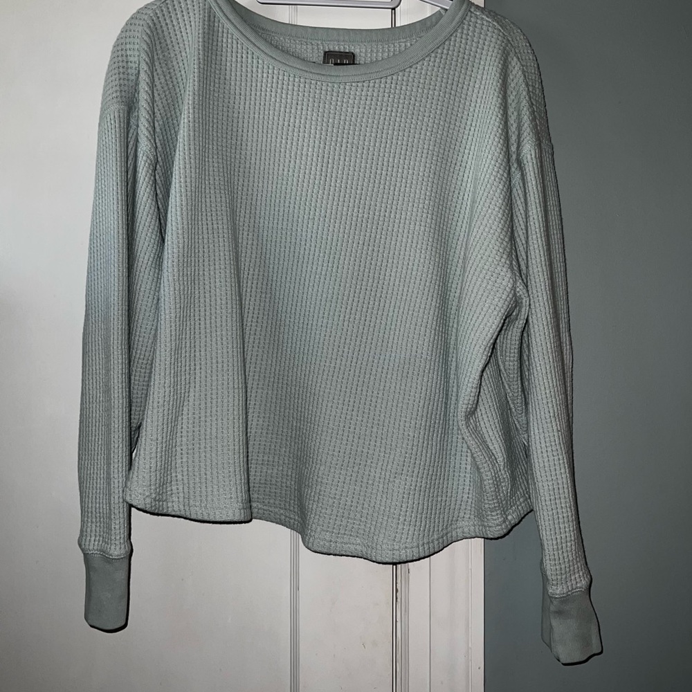 Gap Sweats, thermal cropped length crewneck sweatshirt